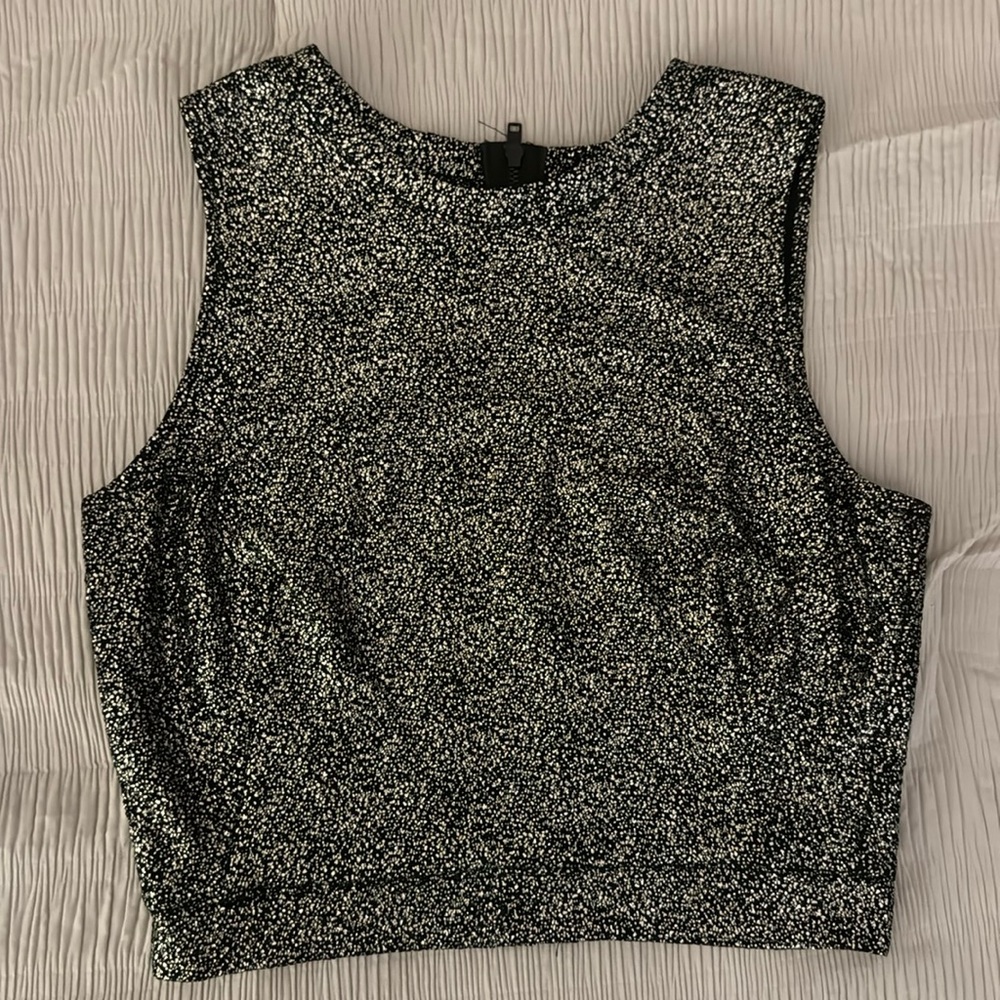 Black and Silver Crop Top